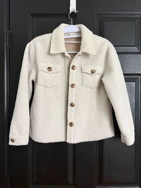 Chelsea & Violet Cream Sherpa Button Jacket